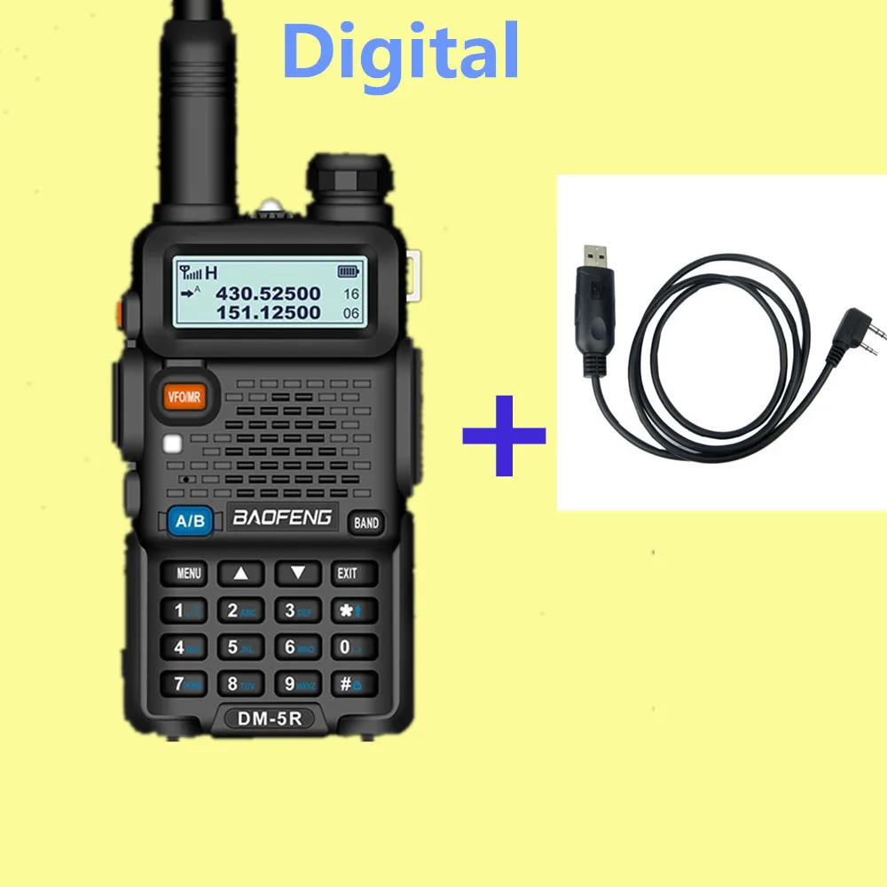 with a program cable Baofeng DM-5R двухдиапазонный DMR цифровая рация трансивер УКВ 136-174/400-480 МГц дальний двухсторонний радио переговорный - Цвет: with a program cable