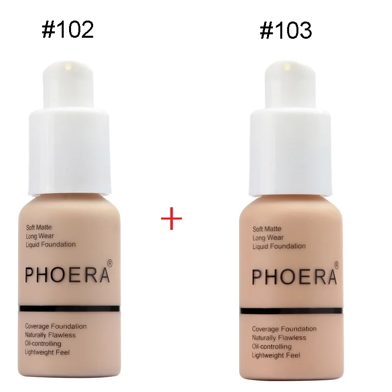 102-103 Phoera 2 шт./компл. жидкое покрытие Тональная основа для лица база крем ярче увлажняющий крем минеральная, полное покрытие, тональный макияж TSLM1 - Цвет: 102-103