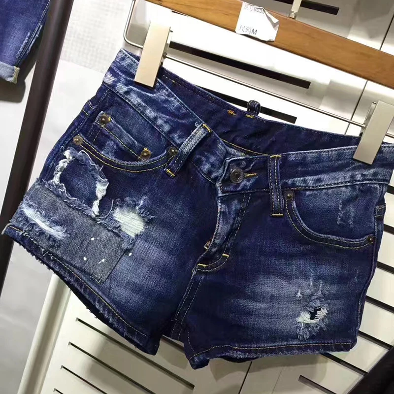 Шорты женские джинсовые с дырками Модные Винтажные Короткие штаны из денима