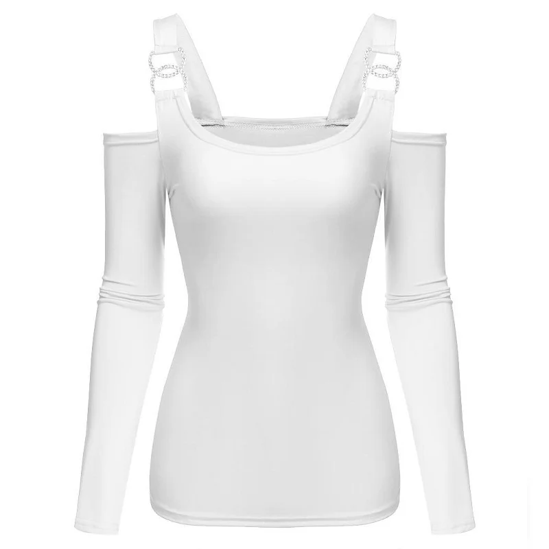 Women Sleeve Solid Long Tops 2018 T Autumn T-shirt Off Tshirt Female Slim Shirt Spring Shoulder T-shirts | Женская одежда