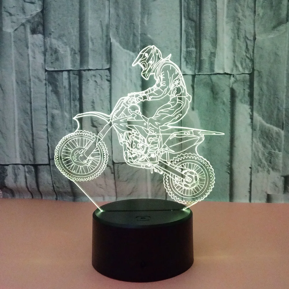 Езда мотоциклистов 3D огни красочный визуальный стерео свет LED градиент