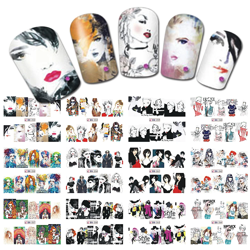 Сладкий тренд 12 видов конструкций наклейки для ногтей модные девушек Переводные