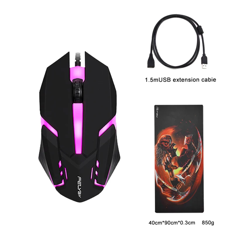 FELYBY F1 USB Проводная мышь игровой плеер, подходит для ноутбука офиса профессиональная Мобильная игровая мышь 1,5 м USB удлинитель - Цвет: Package H