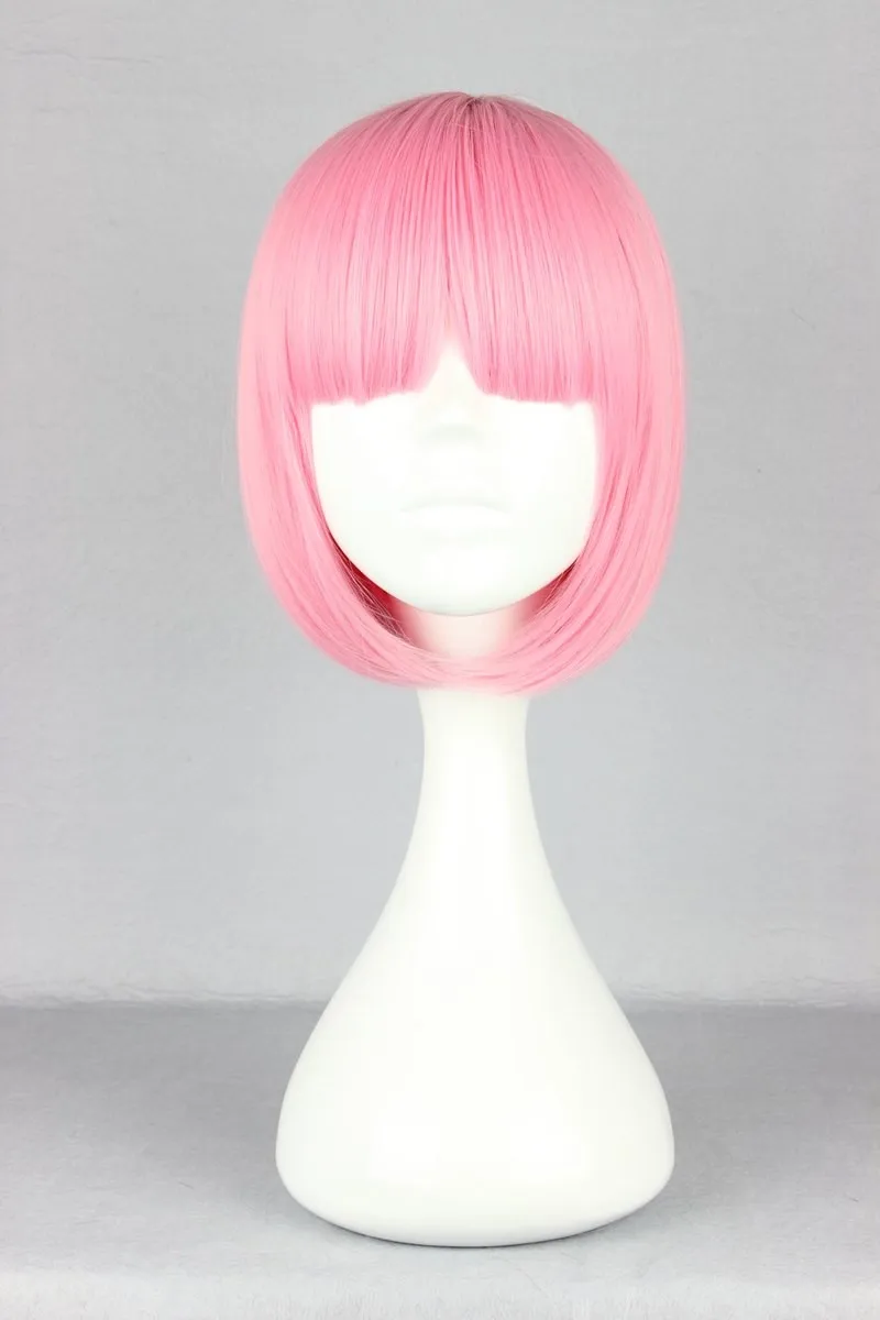 pink HAIRJOY синтетические волосы женские короткие прямые Боб Прическа Розовый Лолита косплей парик 8 цветов доступны - Цвет: pink