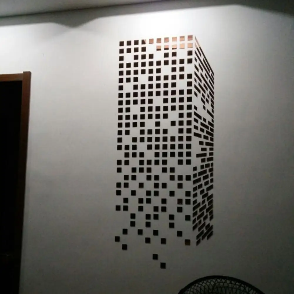 DIY Мозаика маленькие квадраты 3D акриловая Зеркальная Наклейка на стену гостиная диван ТВ фон украшение на стену самоклеящийся домашний декор