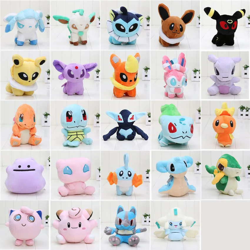 11-18 см карманная кукла Dragonite Charmander Mew Eevee Raichu Lucario Lapras плюшевая игрушка мягкая кукла мягкая плюшевая кукла игрушка