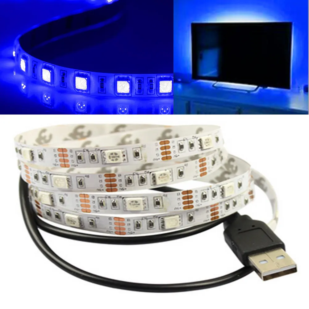 50 см/1 м Светодиодные ленты света DC 5 V смещения лампа Flexble SMD5050 USB Мощность HD ТВ