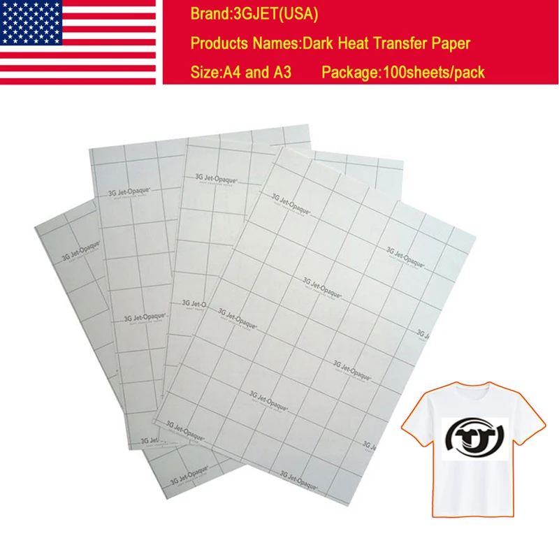 США непрозрачные A3 темные футболки термопресс бумага 3GJET|paper inkjet|paper colorpaper a3 |