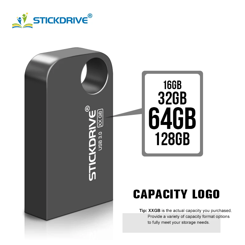 Высокоскоростной USB 3,0 Металлический флеш-накопитель 16 ГБ 32 ГБ 64 ГБ 128 ГБ флеш-накопитель мини usb флеш-накопитель флешки с цепочкой для ключей