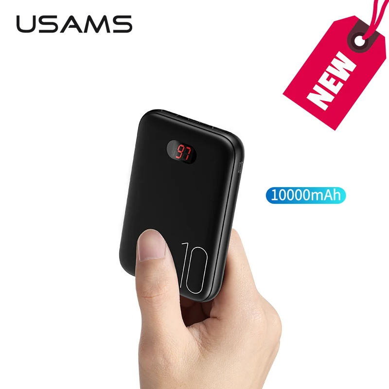 10000 мАч светодиодный цифровой мини внешний аккумулятор USAMS Dual USB Powerbank Быстрая