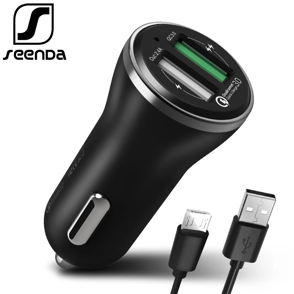 SeenDa автомобильное зарядное устройство с двумя usb портами Quick Charge 3 0 мобильный