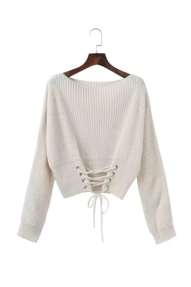 fashion spring new women's sweater lace waist thin pullover bottoming | Женская одежда