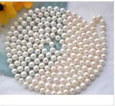 

classic 9-10mm south sea round white pearl necklace 48inch >Selling jewerly free shipping