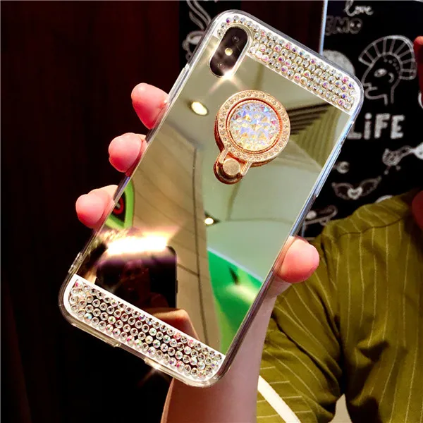 gold A Зеркальный блестящий футляр для huawei P20 Pro P30 чехол P9 P10 plus mate 10 20 pro honor 9 lite 7a P чехол для смартфона honor 6X 7X держатель - Цвет: gold A