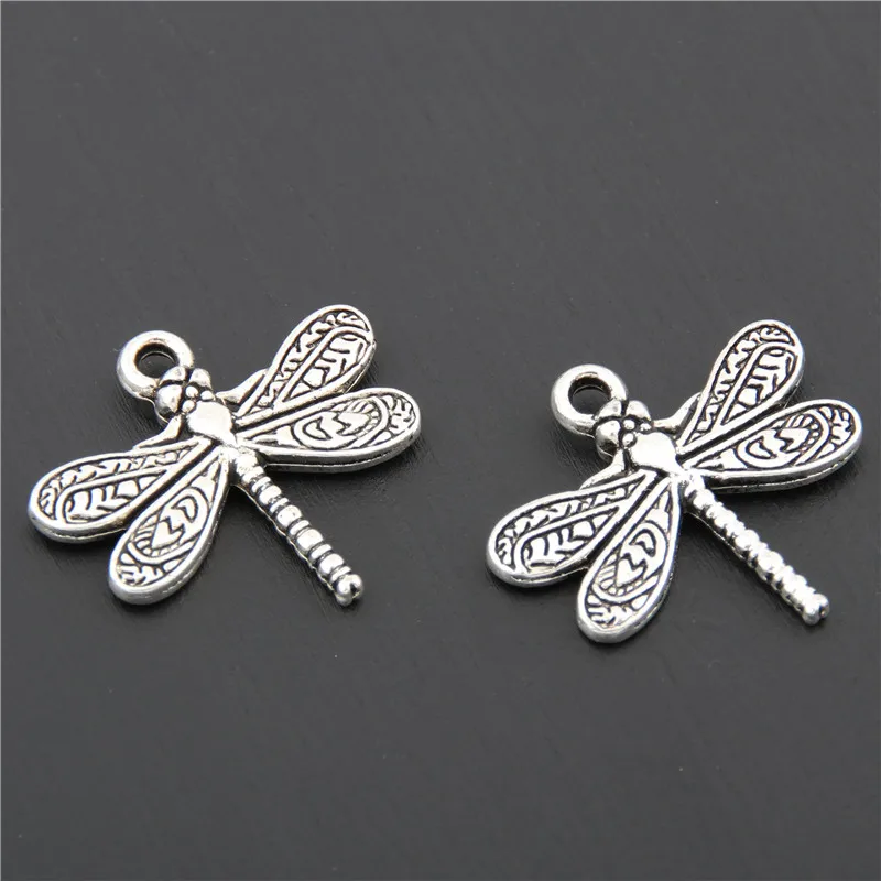 

10pc Dragonfly Charms Pendants For Jewelry Making Silver Color DIY Handmade A2416