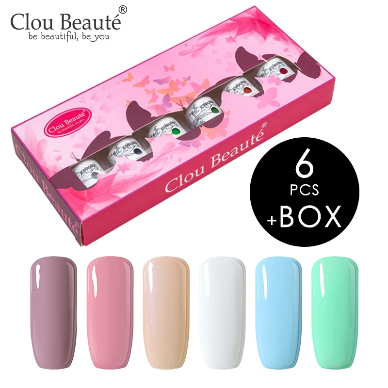 Clou Beaute 6 шт. гель лак для ногтей набор 8 мл Подарочная коробка УФ Гибридный гвоздь Art Vernis Полупостоянный впитывающий гель лак для ногтей