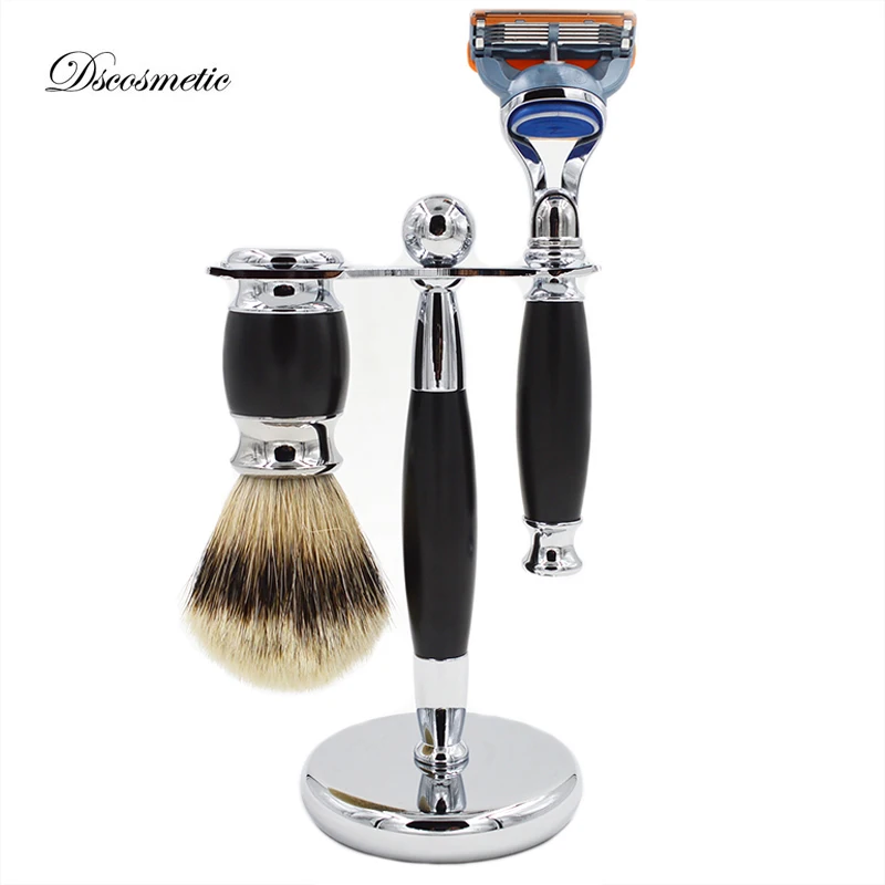 DS shaving brush set silvertip badger hair shaving brush safety razor brush stand razor holder shave barber