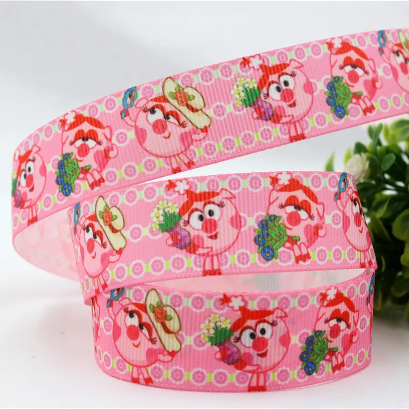 16010419 22 мм 10 ярдов мультфильм поросенок серии печатных grosgrain ленты DIY материалы