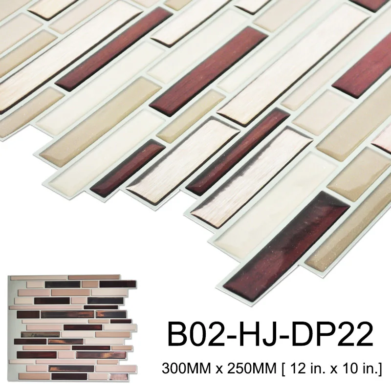B02-HJ-DP22 Kaguyahime 10 шт., кухонные обои, самоклеющиеся мозаичные плитки, водонепроницаемые обои с древесным узором, узор, 3D декор, наклейки для кухни - Цвет: B02-HJ-DP22