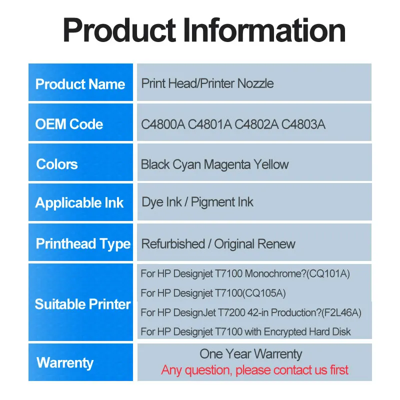 Для hp 11 печатающая головка C4810A C4811A C4812A C4813A Печатающая головка для hp 11 70 100 110 111 120 500 510 500PS 800 815 820 850 принтер