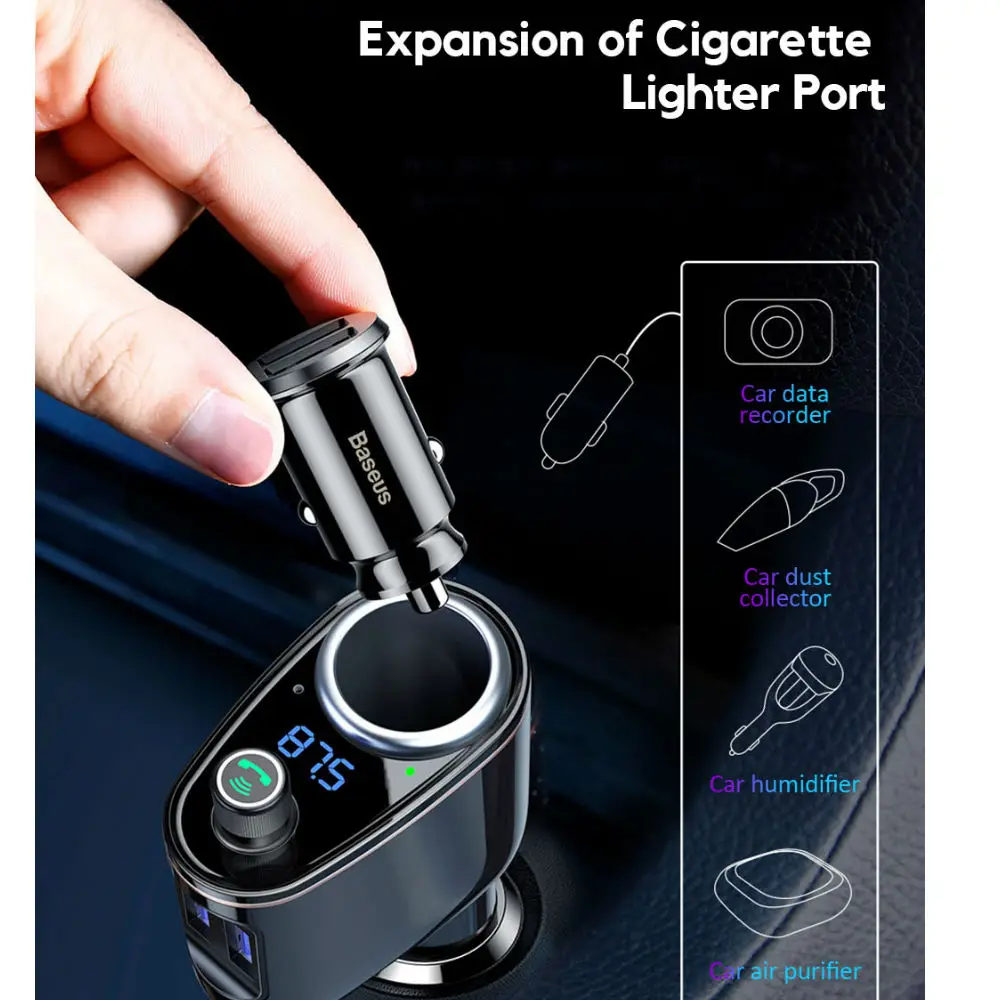 Baseus Bluetooth 4 2 MP3 автомобиля Dual USB Зарядное устройство 3.4A быстрой зарядки