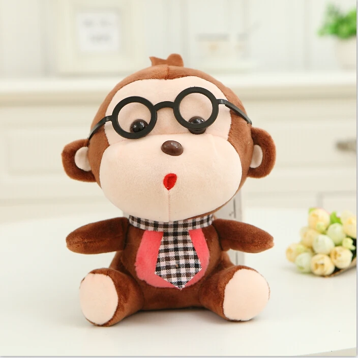 Фото BSTAOFY дропшиппинг 20 см Милая обезьяна с очки в пластиковой оправе Мягкие Плюшевые