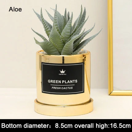 Aloe gold Xuanxiaotong большой 3D кактус искусственный; в горшке зеленые растения бонсай для украшение для домашнего балкона Plante Artificielle - Цвет: Aloe gold
