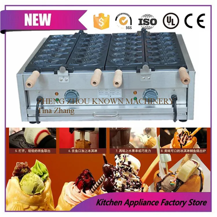 

Free shipping by express fish shape waffle machine electric heating fish ice cream Taiyaki maker