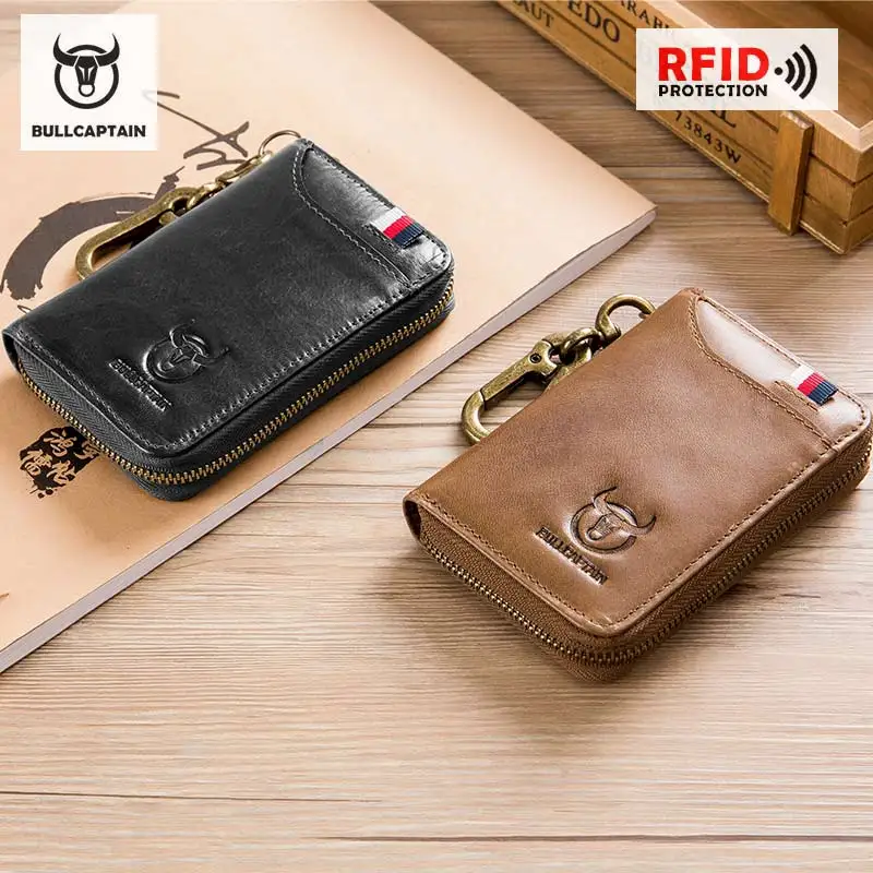 Кошелек для ключей из натуральной кожи мужчин и женщин унисекс RFID Блокировка