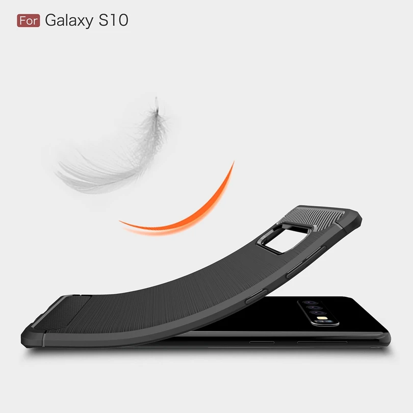 Чехол для Samsung Galaxy S10 из углеродного волокна противоударный мягкий ТПУ Матовый