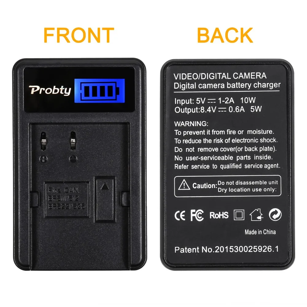 Аккумулятор Probty BP-511 BP 511 BP511 BP511A 2 шт. зарядное устройство USB с ЖК-дисплеем для Canon EOS