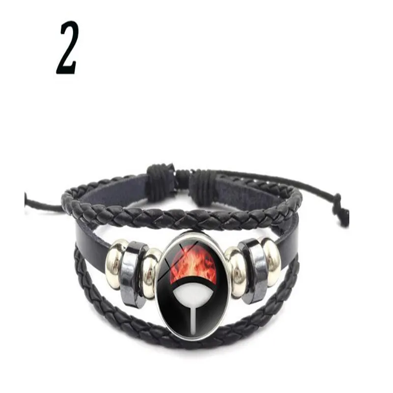 Uchiha Clan Rinnegan Sharingan Eye Bracelet Anime Naruto Braided Leather Bracelet Cosplay Jewelry A912