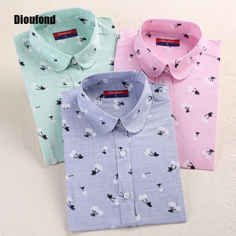 Dioufond Для женщин Блузки для малышек животных хлопковые рубашки Цветочный зеленый