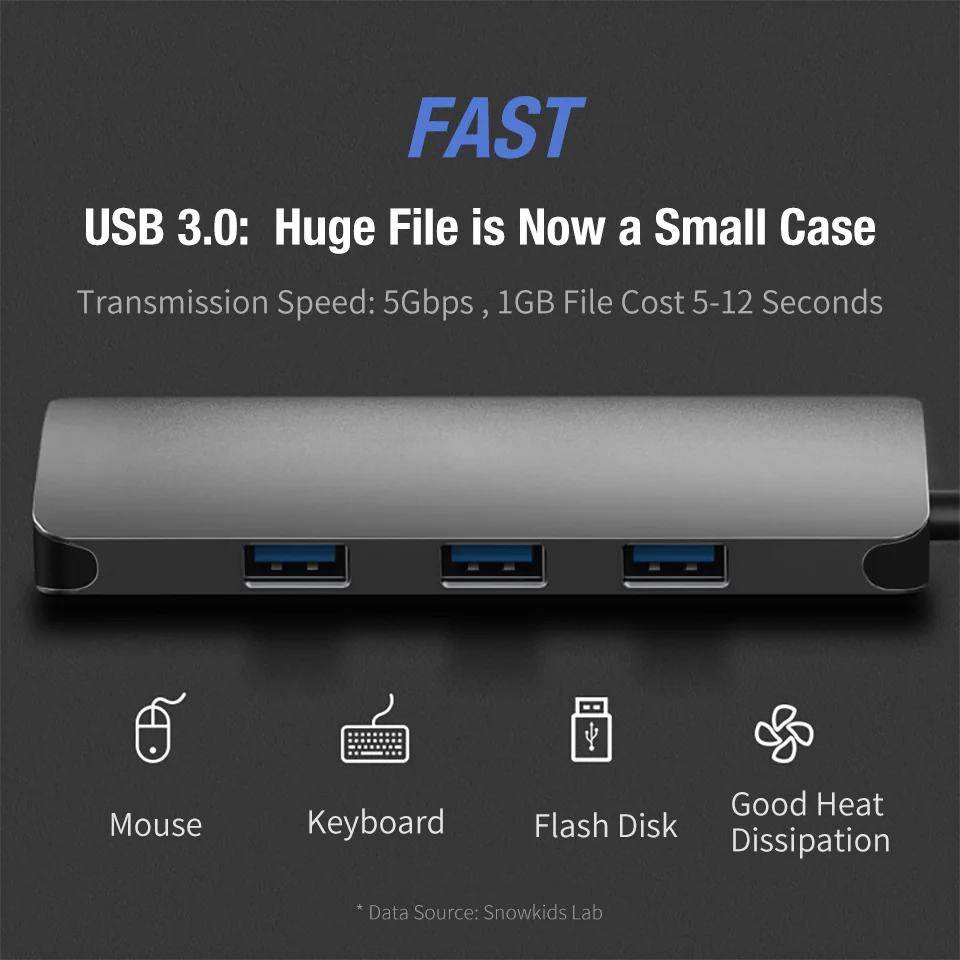 Док-адаптер USB C Type Hub к порту HDMI LAN USB3.1 PD Ethernet для Samsung Huawei MateBook 13Dell HP Asus Mi |