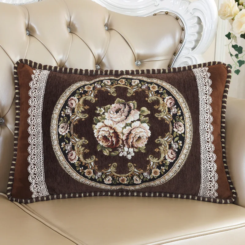 Европейский прямоугольный чехол для подушки замшевый жаккардовый на поясницу