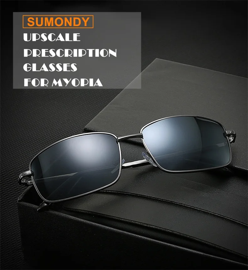 SUMONDY SPH-0,5 to-6,0, очки для близорукости по рецепту, мужские и женские, сплав, оправа, серые линзы, очки для близорукости UF46