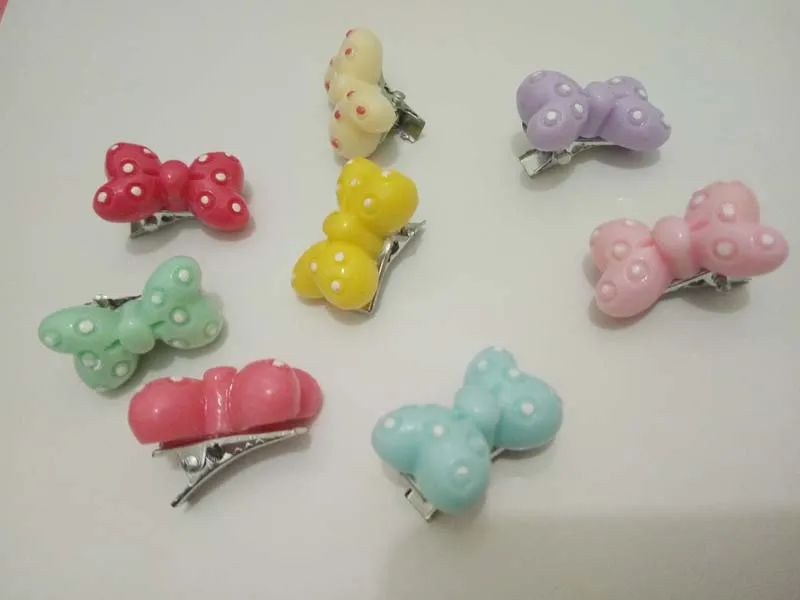 

50pcs New!!! Pet Dog Grooming Accessories Handmade 2cm mini Cat Hair Bow Clip Pet Supplies mixed colors