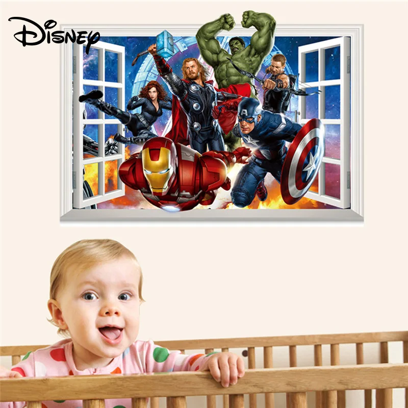 Дисней наклейки &quotМстители&quot сломанные стены 3D детская комната фон