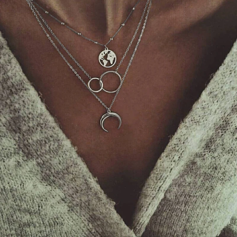 3 шт./компл. в богемном стиле карта луны круглые бусины серебряного цвета