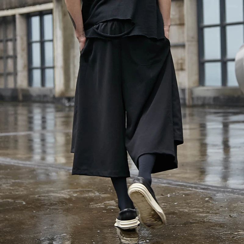 Men Pants Cotton Original Four Seasons Tide To Take A New Skirt Personality Catwalk Fake Two Nine Points Man Loose | Мужская одежда