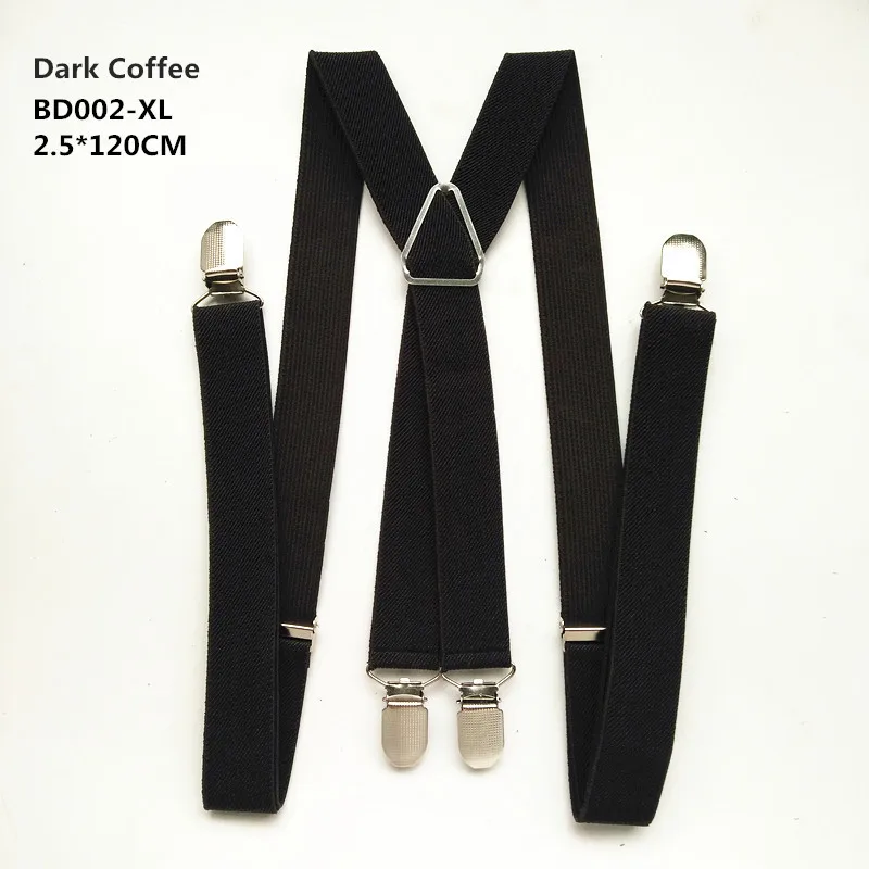 dark coffee-120cm 120 см длина сплошной цвет взрослые мужские подтяжки 2,5 см регулируемый эластичный ремень X-Back подтяжки для женщин рубашки остается BD002 - Цвет: dark coffee-120cm