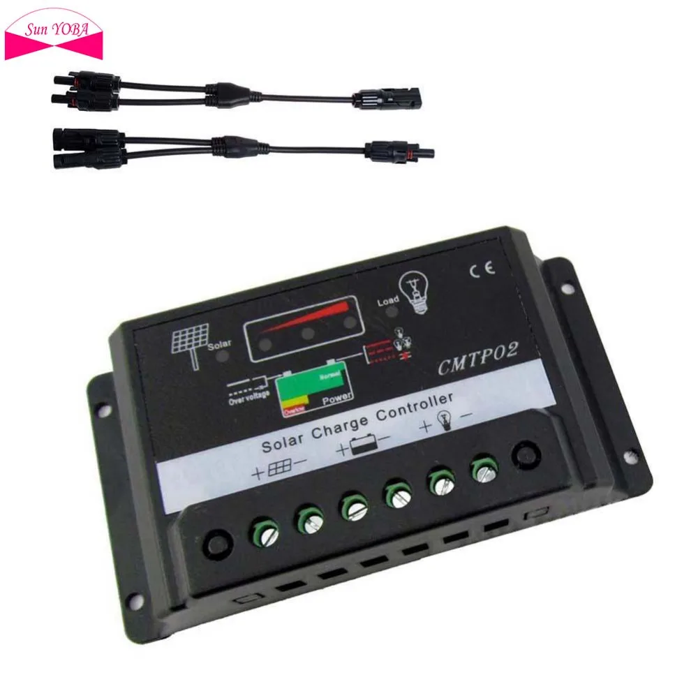 1PCS 30A MPPT 12V/24V Solar Panel Charge Controller Battery Regulator Safe Protection Auto Switch + Y Cable Connectors | Обустройство