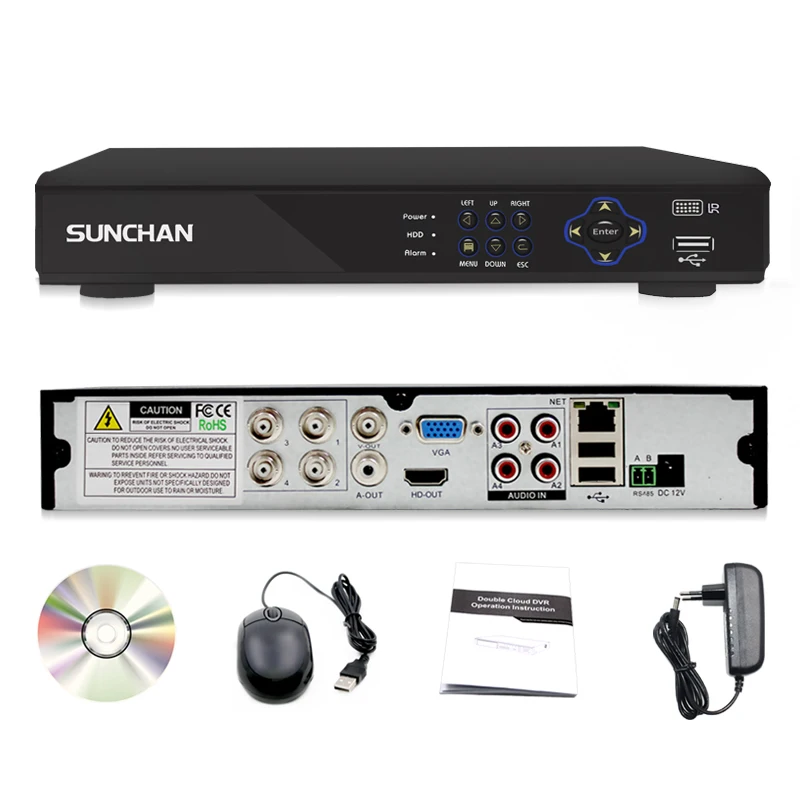 SUNCHAN AHD 1080P 4CH CCTV DVR 5 в 1 для Kit VGA HDMI система безопасности Гибридный NVR IP камера