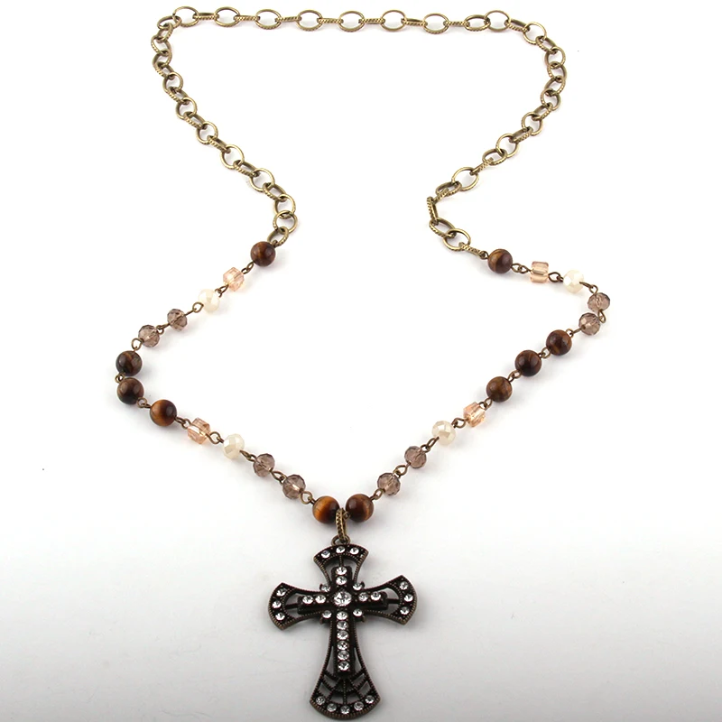 Модные ювелирные изделия из натурального камня и стекла длинная цепочка