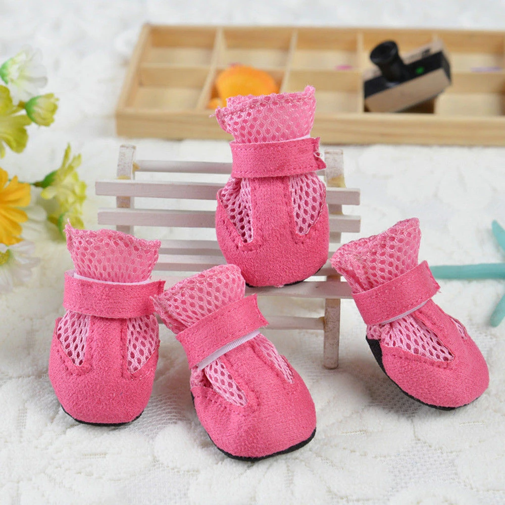 Обувь для собак и кошек; 4 шт.; одежда для домашних животных; дышащие товары для домашних животных; Все размеры; подарок на Рождество; мягкие пинетки для щенков; Прямая поставка