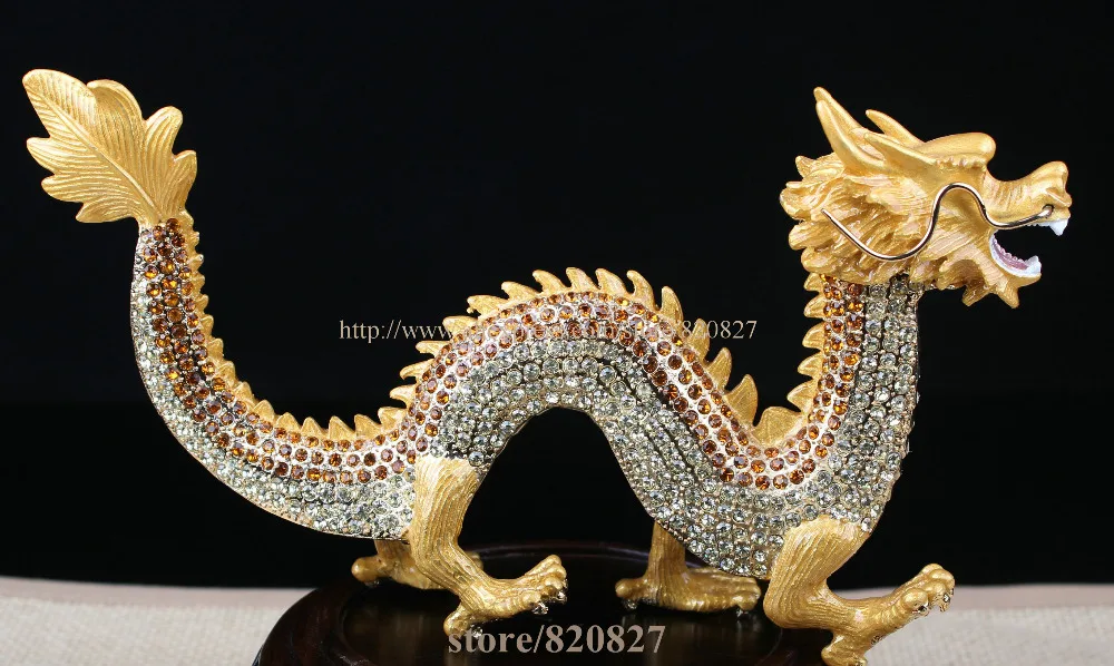 8.8 Inch Metal Dragon Figurine Trinket Fengshui Dragon Statue Souvenir Collectible Casket Decor Business Gift Silver Dragon