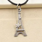 Новая Мода Париж Эйфелева башня звезда кулон ожерелье чокер очарование черная кожа заводская цена ювелирные изделия ручной работы