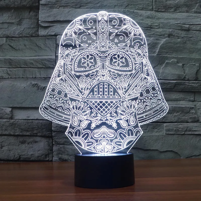 Звездные войны красочные 3D черный воин визуальный стерео огни светодиодный сенсорный выключатель света дать детям лучший подарок