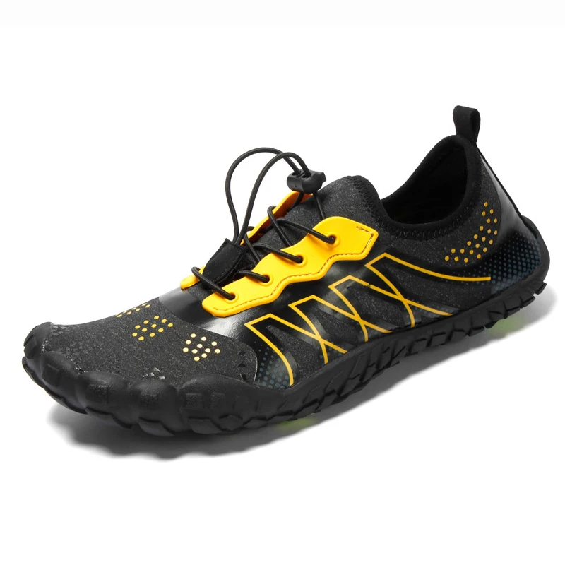 8027 Black Yellow Мужские и женские прочные треккинговые кроссовки, Уличная обувь для альпинизма, треккинга, спортивная обувь, нескользящая обувь на плоской подошве, унисекс, болотные водонепроницаемые кроссовки - Цвет: 8027 Black Yellow