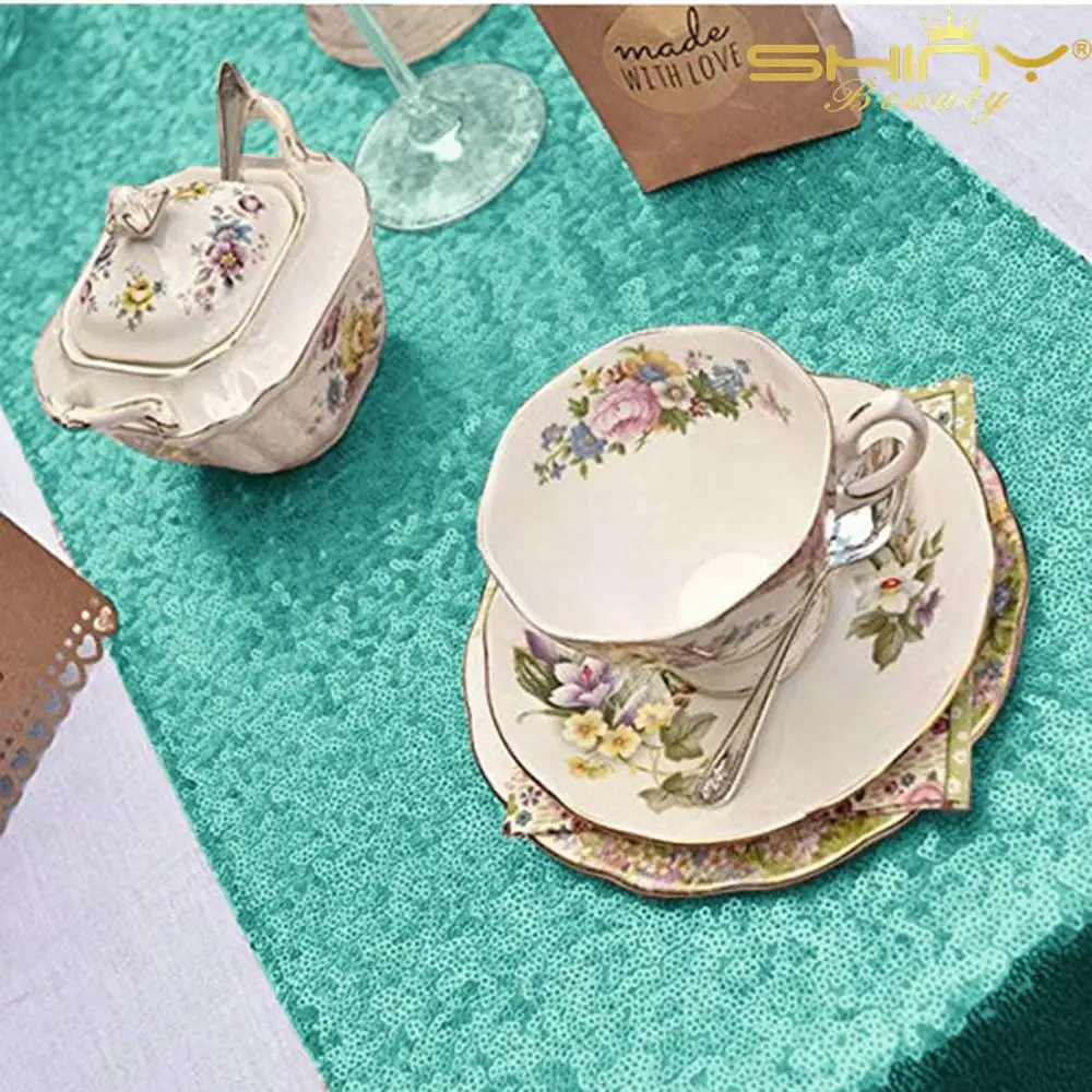 Matte Green Color 12x108in скатерть с блестками, белая настольная дорожка, блестящая скатерть с блестками, постельное белье для свадебного украшения стола 30x275cm-a - Цвет: Matte Green Color